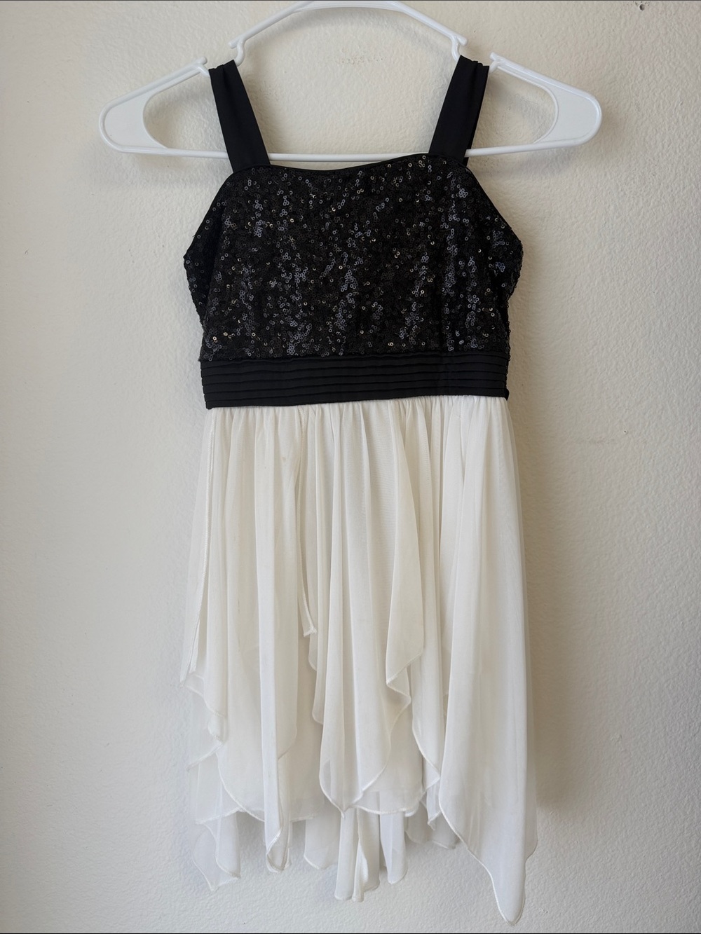 Sequin Hearts Black and White Girls' Sequin Bodice Dress